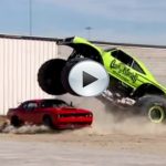 Monster Truck Destroying a 2015 Dodge Challenger Hellcat